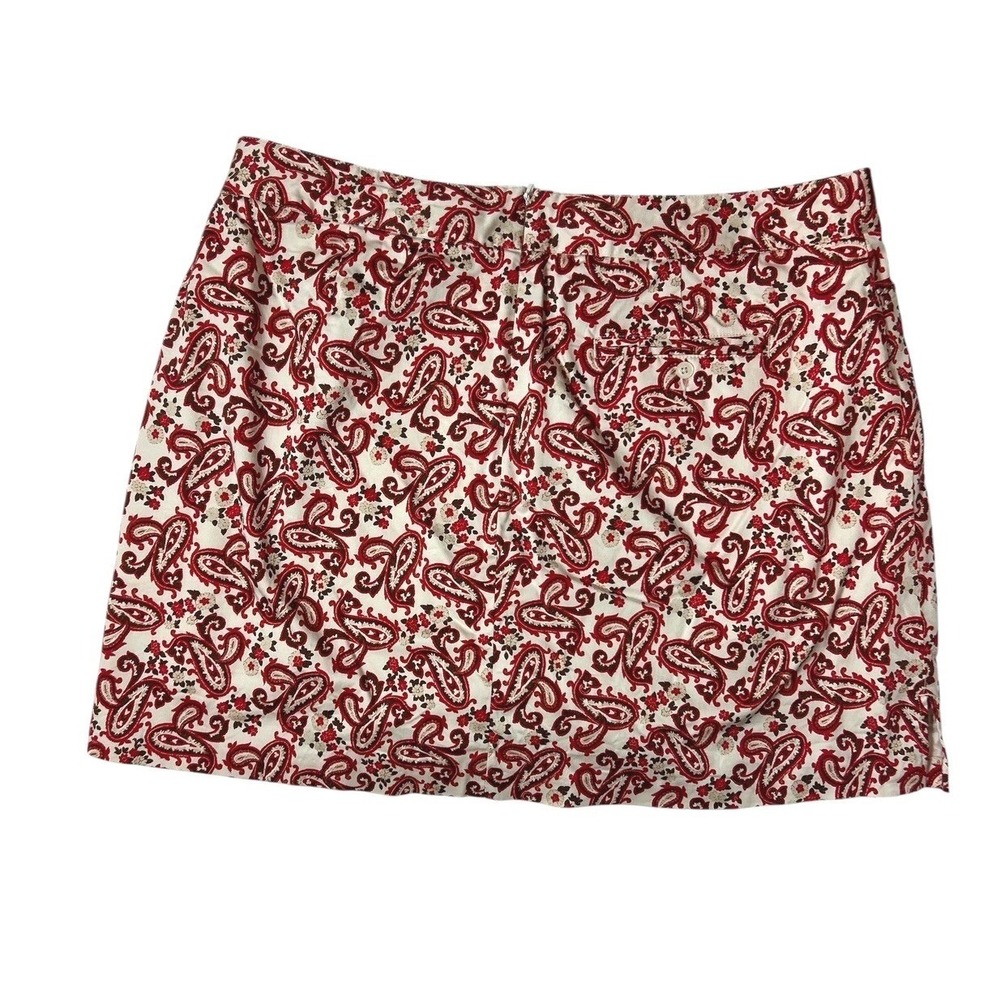 Lady Hagen Floral Paisley Golf Tennis Skort Skirt 16 Cotton Pockets Red Autumn